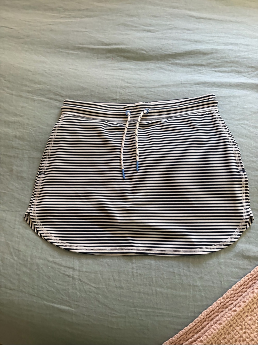 Vineyard Vines Navy & White Striped Drawstring Mini Skirt